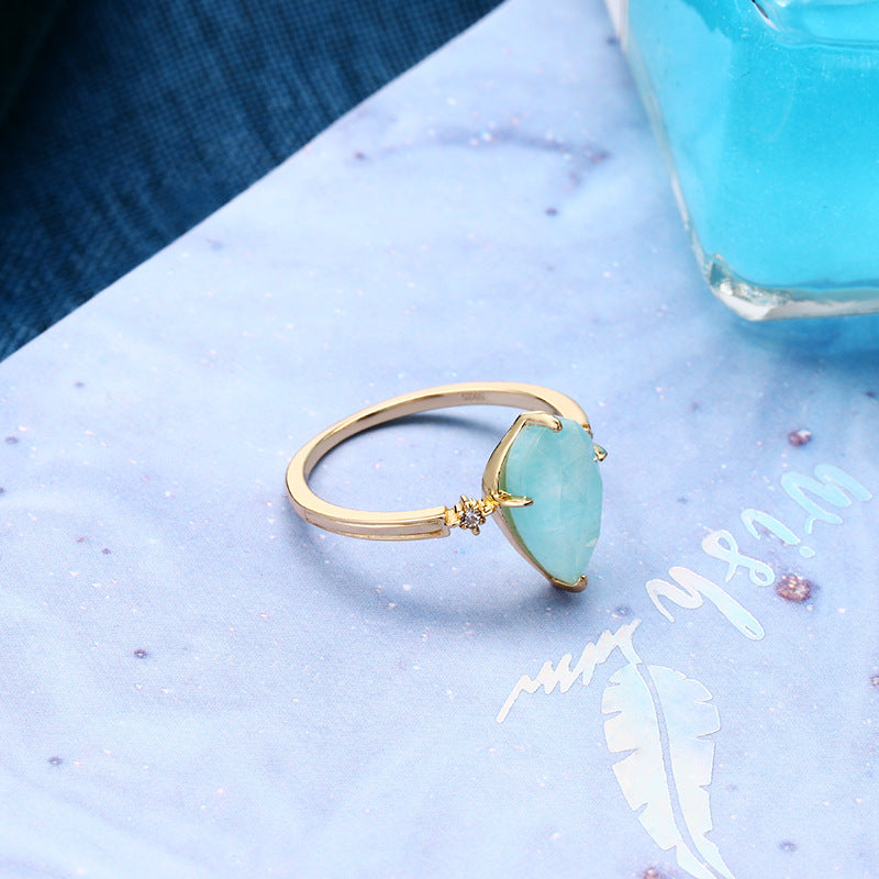 Greece Muse Amazonite Gold Vermeil Ring