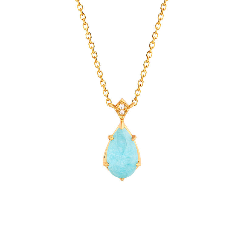 Greece Muse Amazonite Gold Vermeil Necklace