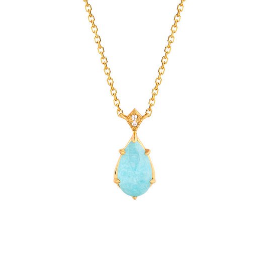 Greece Muse Amazonite Gold Vermeil Necklace