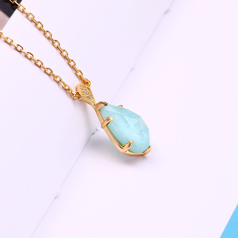 Greece Muse Amazonite Gold Vermeil Necklace