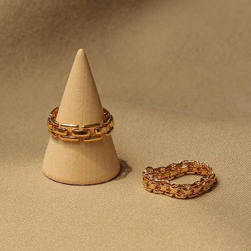 Minimalist Thin Chain Ring|18k Gold Plated Brass Ring