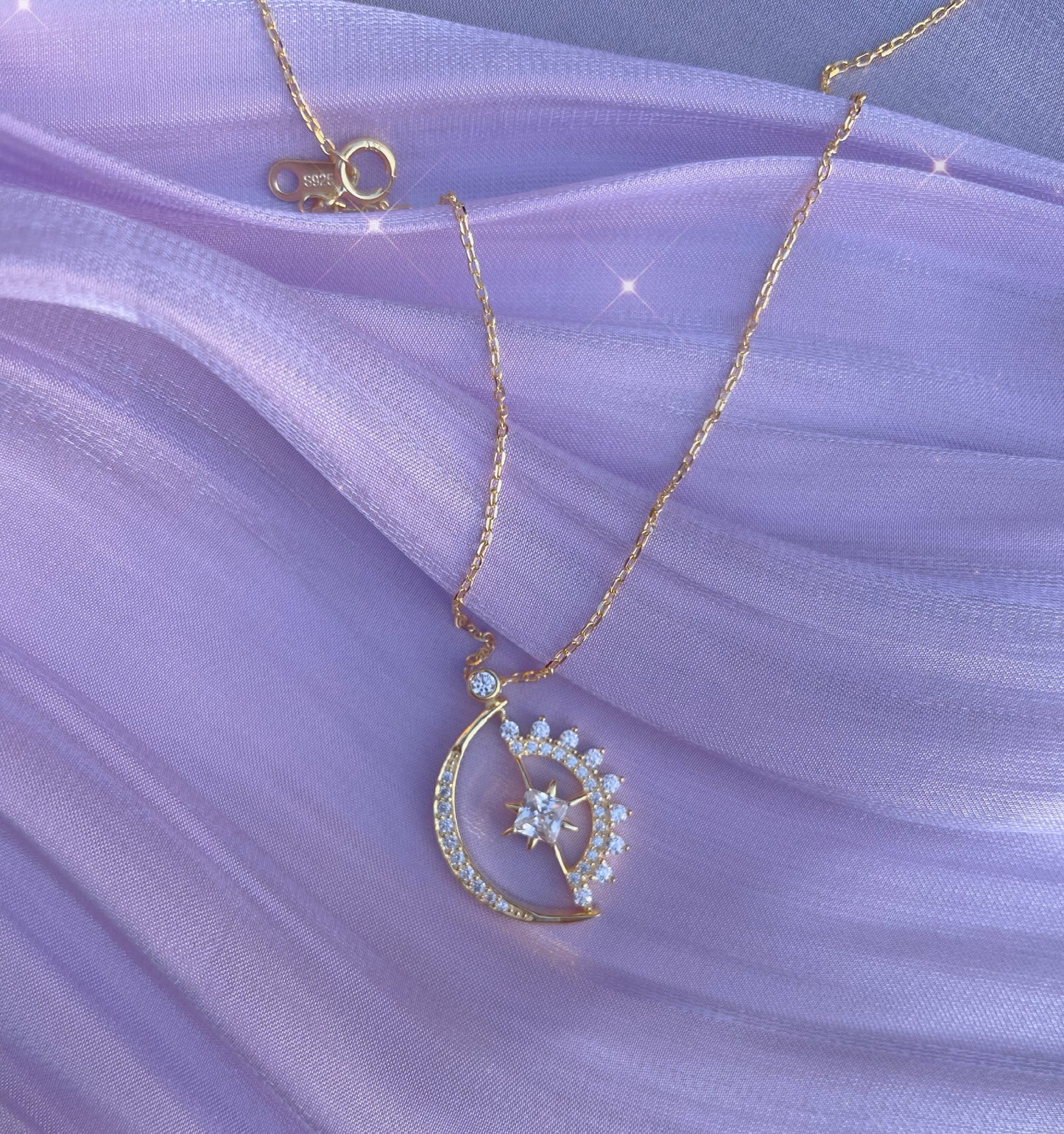 Moon and Star Gold Vermeil Necklace