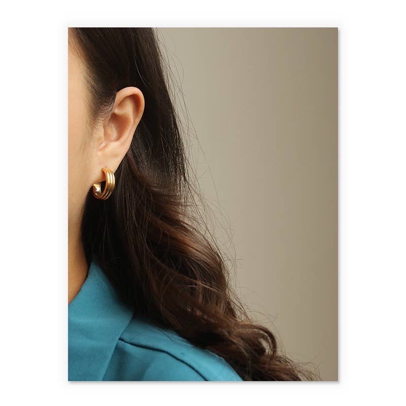 C-Shaped Three layers Earring