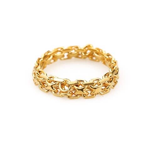 Minimalist Thin Chain Ring|18k Gold Plated Brass Ring