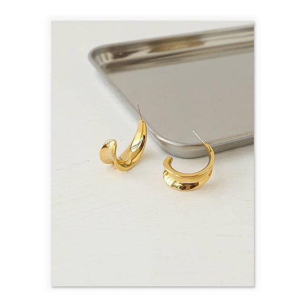 C- Shaped Bump Earring|18k Gold Plated Brass