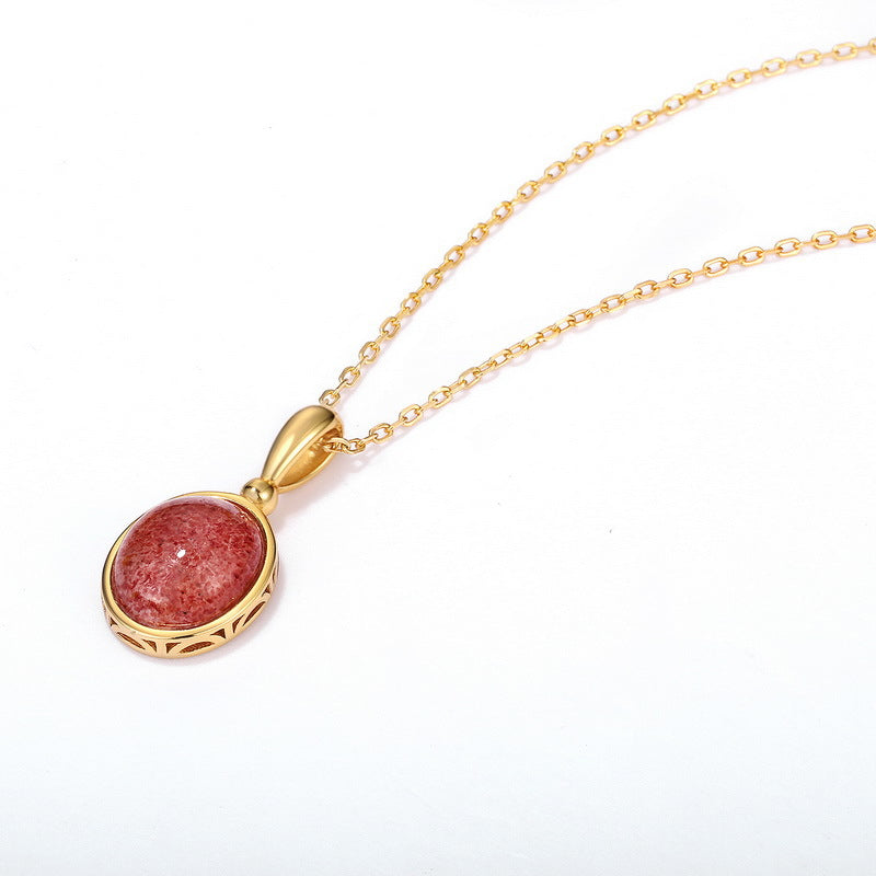 Strawberry Quarz Gold Vermeil Necklace