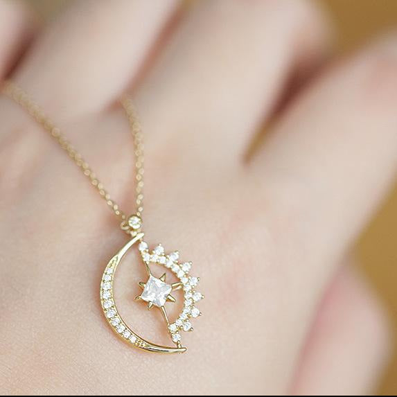 Moon and Star Gold Vermeil Necklace