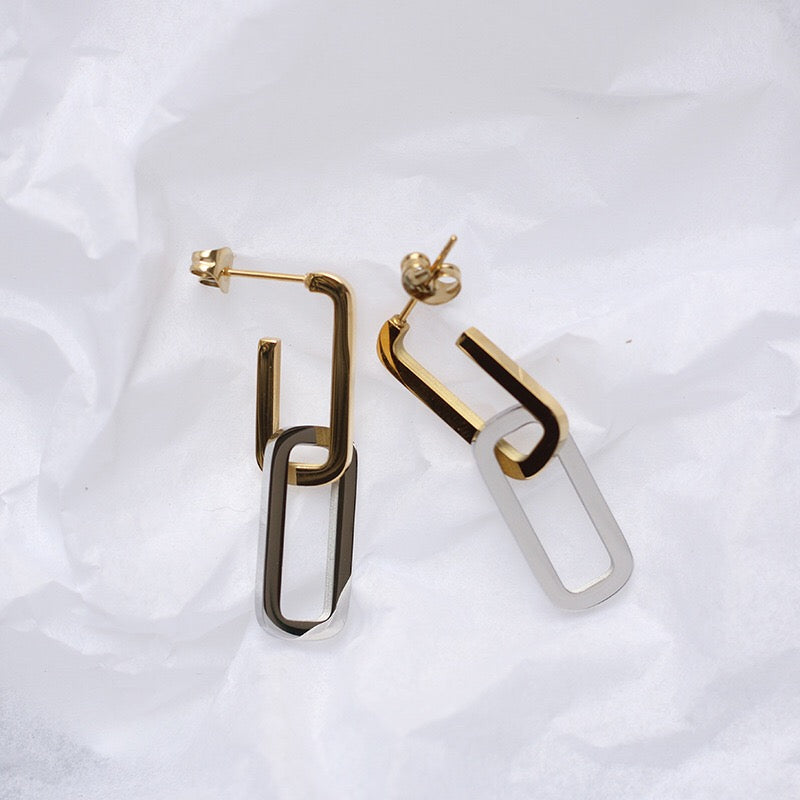 Gold and Silver Chain Earring