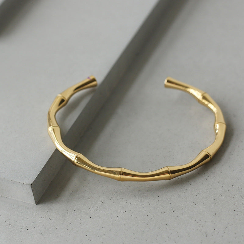 BAMBOO DESIGN 18K GOLD BANGLE