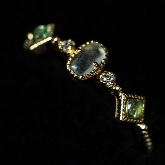 Ivy Peridot Aquamarine Gold Vermeil Ring