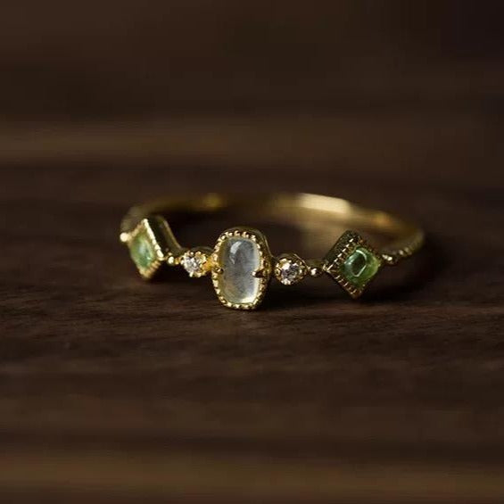 Ivy Peridot Aquamarine Gold Vermeil Ring