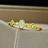 Ivy Peridot Aquamarine Gold Vermeil Ring