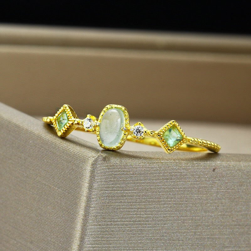 Ivy Peridot Aquamarine Gold Vermeil Ring
