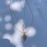 Shell Gold Vermeil Pearl Chain Necklace