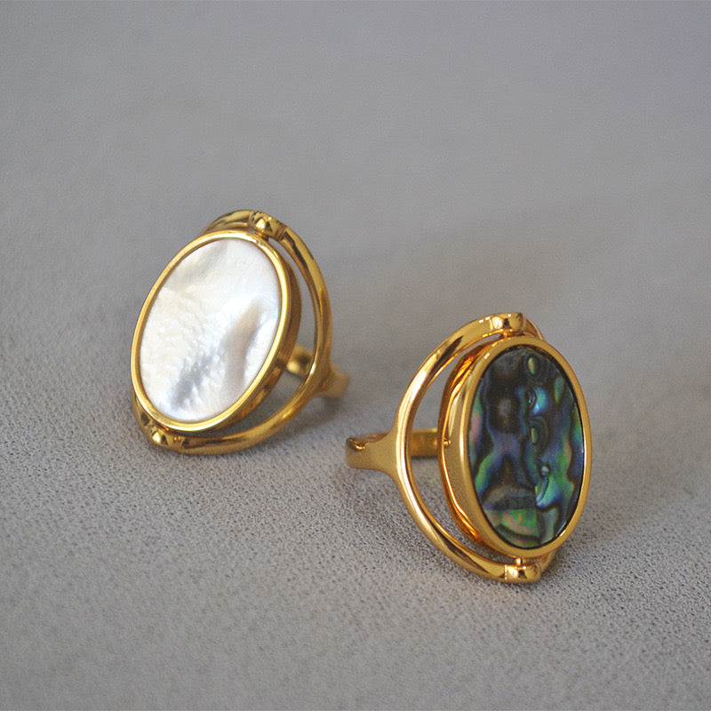 Abalone Shell Double Side Ring