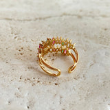 Double Colorful Crystal Open Ring