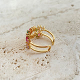 Double Colorful Crystal Open Ring