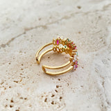 Double Colorful Crystal Open Ring