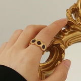 Black Buttons Open Ring