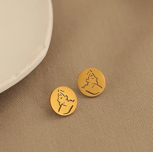 Art Portrait Stud Earring