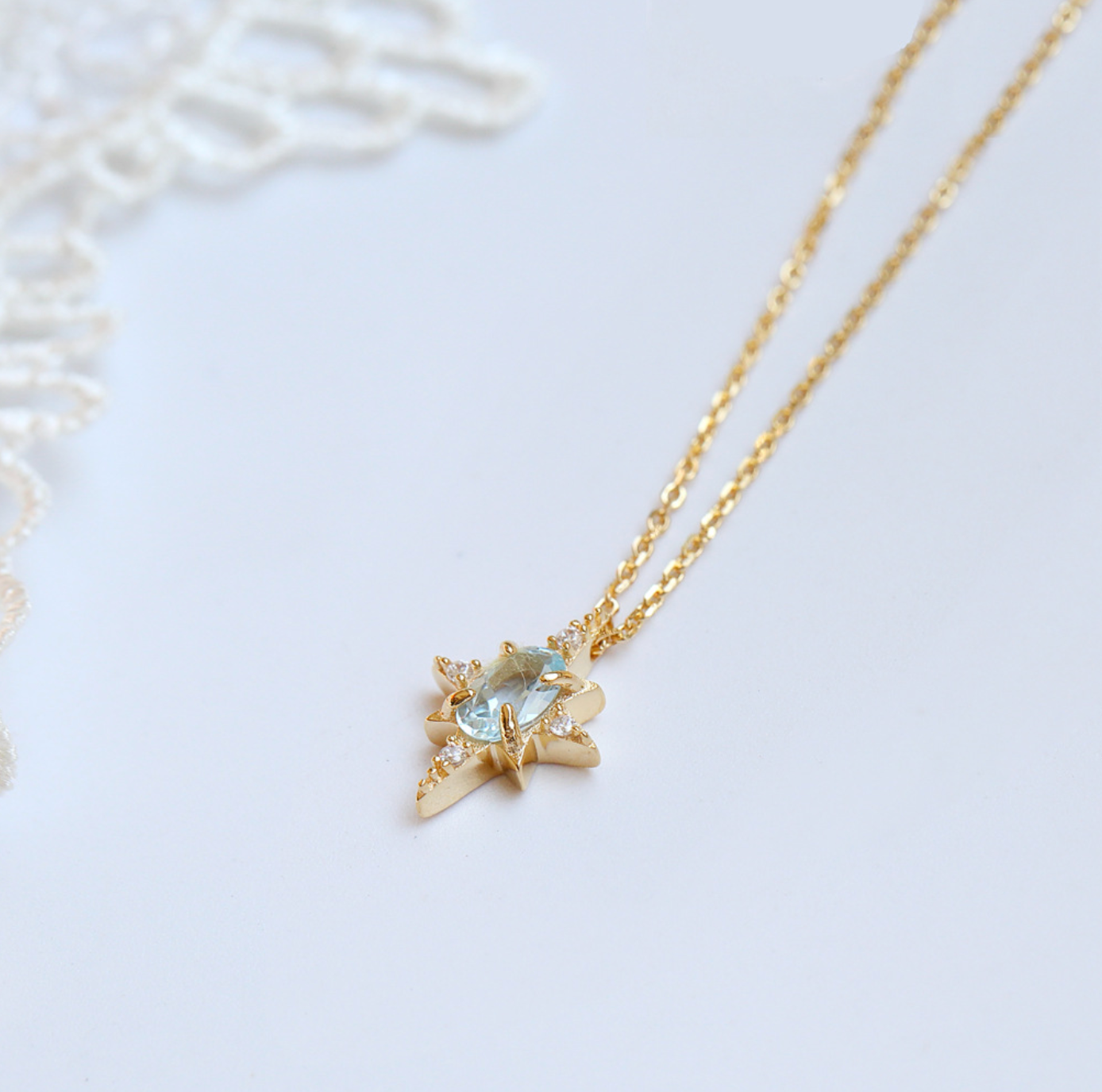 Ciel Blue Topaz Gold Vermeil Necklace