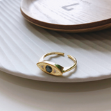 Evil Eye Gemstone Gold Vermeil Open Ring