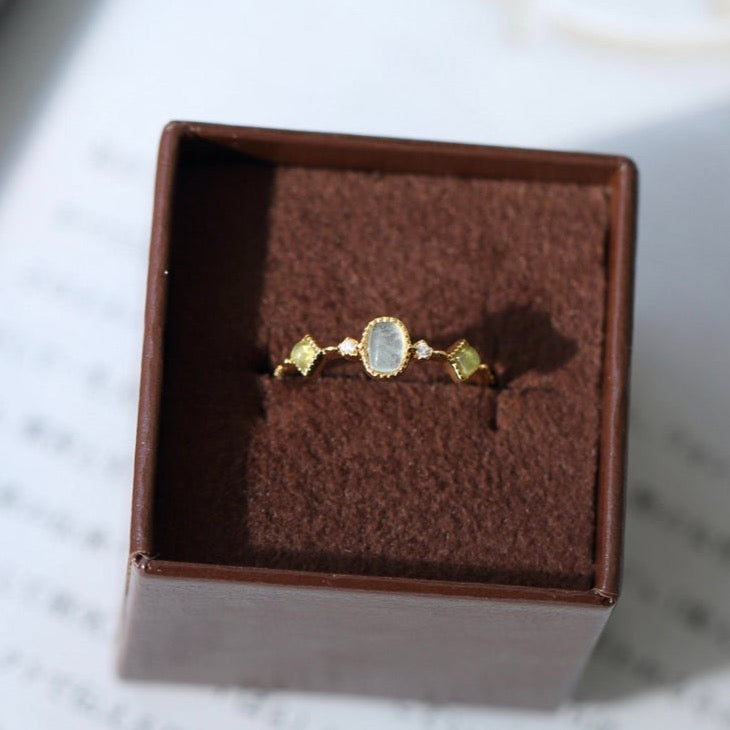 Ivy Peridot Aquamarine Gold Vermeil Ring